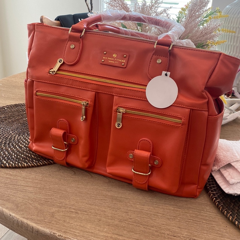 Six pack fitness travel fit orange bag NEW